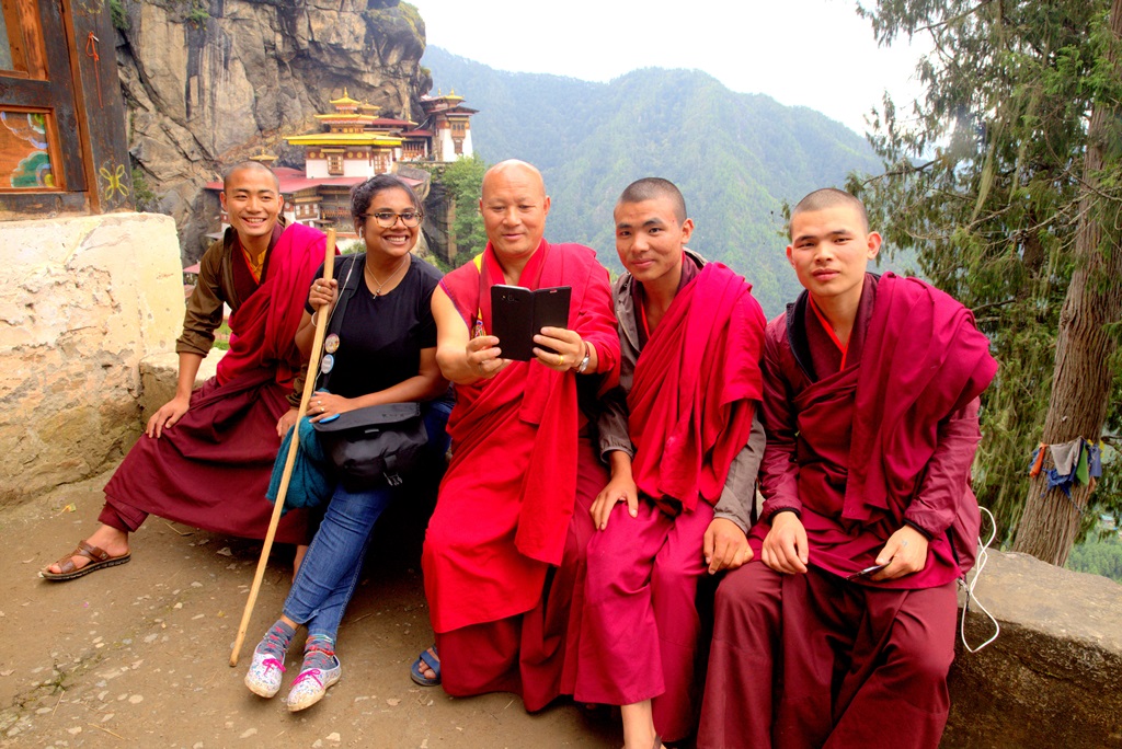 long term travel hiking with monks in bhutan
