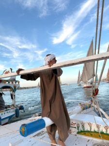 yusuf on his boat on the nile