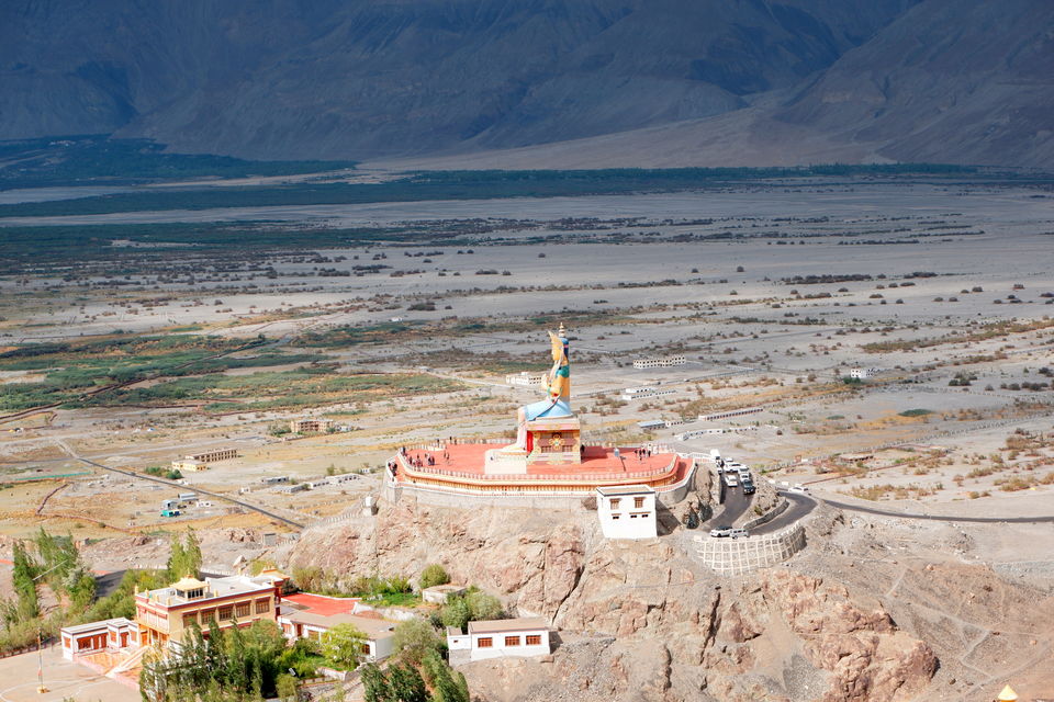 The rugged landscape of Nubra Valley, from Diskit Monastery.