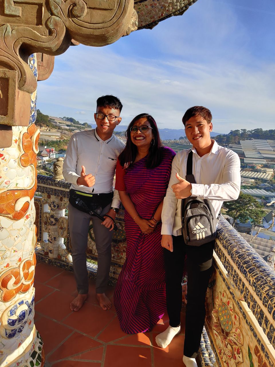 While walking around Linh Phước Pagoda in Da Lat, Vietnam, two young men shooting a vlog spotted me in a saree and asked if I’d be part of their video. All they wanted was a shot of me walking down the staircase—like a model! I’m definitely not one, nor am I great at such things, but it was fun, and they were thrilled with those five seconds of footage.