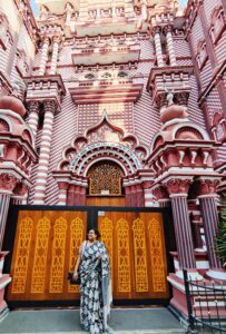 Outside the Red Mosque in Colombo, Sri Lanka.
