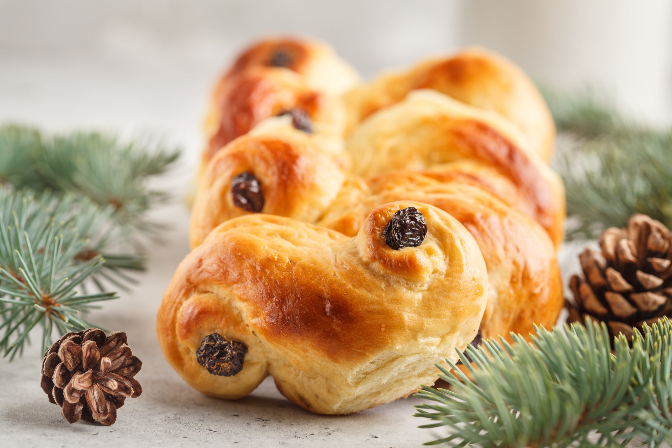 Traditional Swedish Christmas saffron buns
