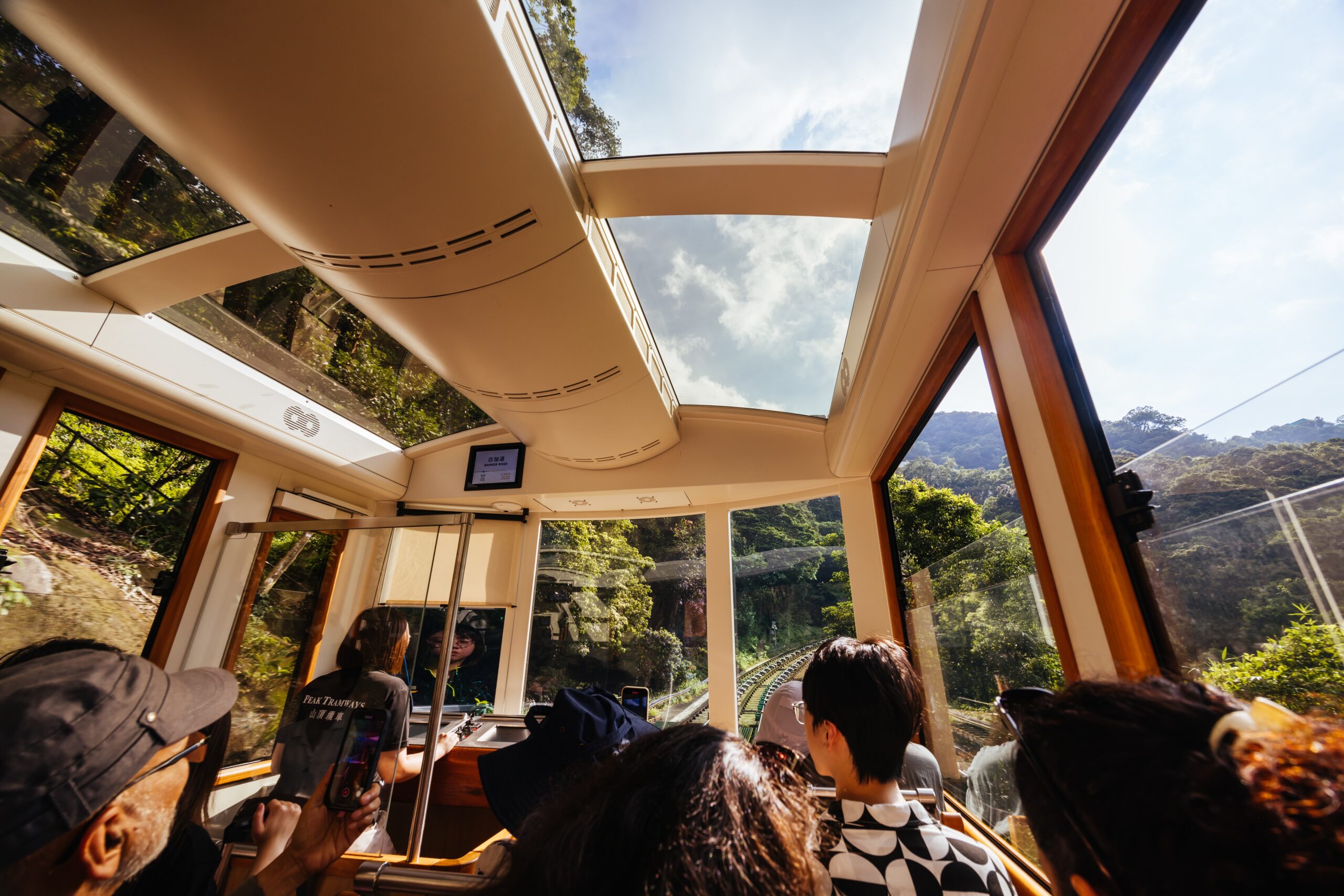 The famous and popular Peak Tram as it ascends Victoria Peak in Hong Kong